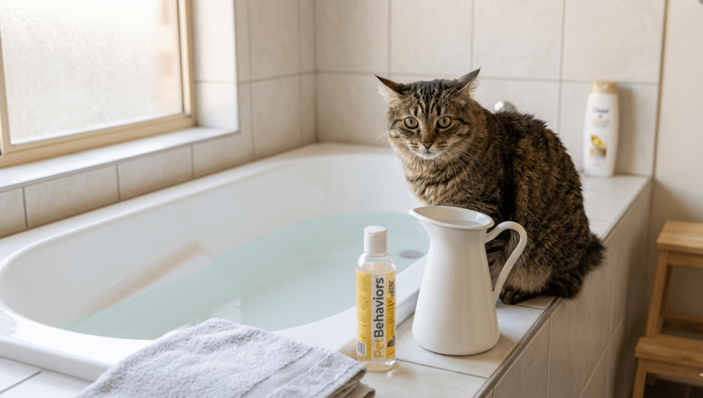 ow to bathe a cat without getting scratched using calming techniques and pet-safe shampoo